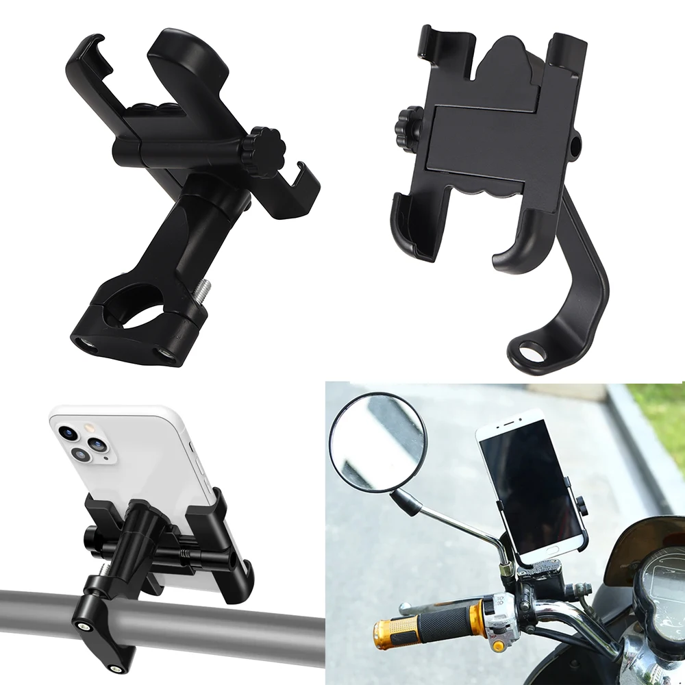 Motorcycle Bicycle Phone Holder GPS Bracket Cellphone Stand Moto Rearview Mirror Handlebar Mount Compatible For Xiaomi iPhone