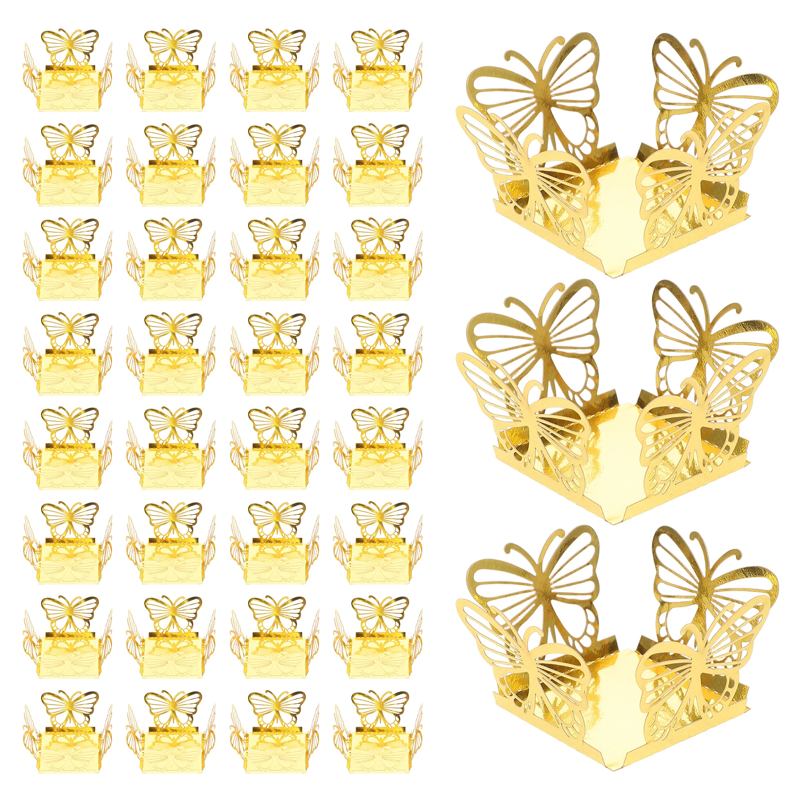 

50pcs Candy Box Hollow Butterfly Chocolate Wrappers Elegant Packaging Gifts Parties Candy Boxtreat Boxes Cake Tools