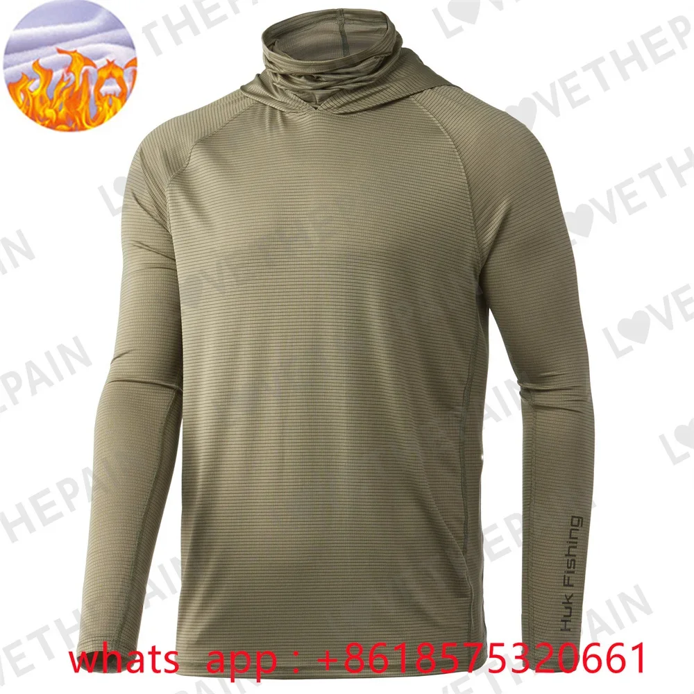 HUK Winter Fleece Fishing Jersey Men Windproof Camisa De Pesca Breathable Fishing Clothing Maillot Tops Quick Dry Fishing Shirts