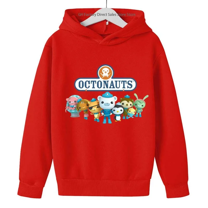 Octonauts เสื้อสเวตเตอร์มีฮู้ดแขนยาวเด็กน่ารักฤดูใบไม้ผลิฤดูใบไม้ร่วงเด็กหญิงเด็กชาย2-13ปีเสื้อผ้าลำลองพิมพ์ลายการ์ตูนเสื้อสำหรับเด็ก