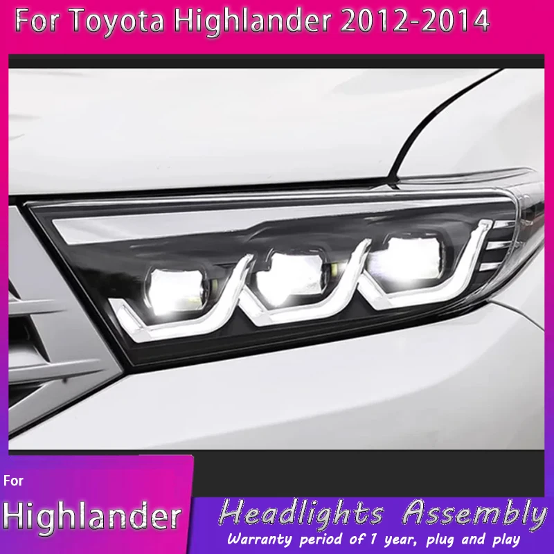 

Pair Full LED Headlight Fit For Toyota Highlander 2012 2013 2014 Front Lamps Assembly Front Lamp Sequential Turning Signal DRL