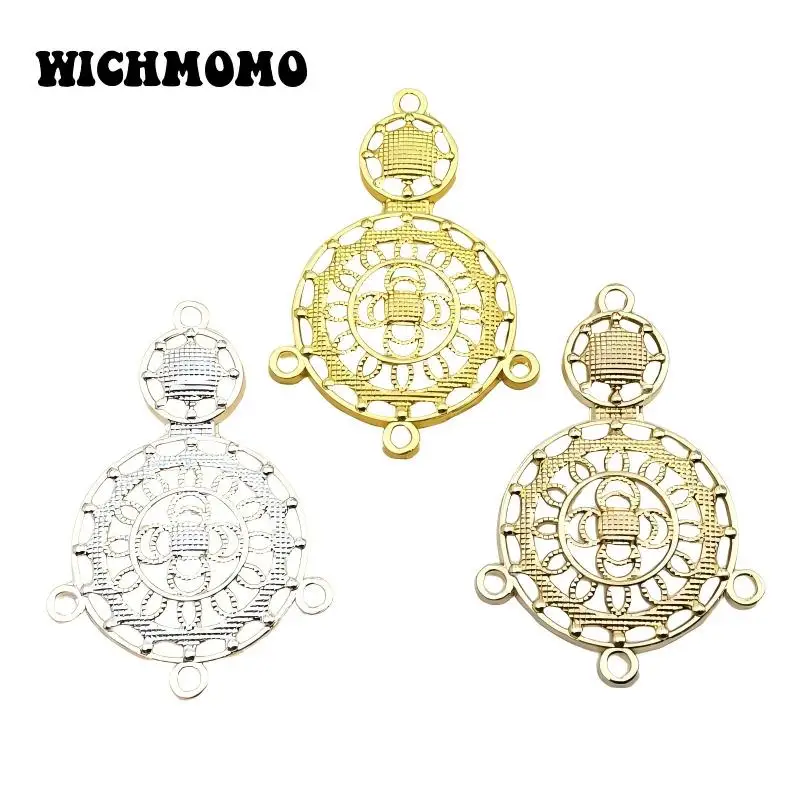 New 38*16mm 10pcs/bag Retro Alloy Porous Connection Gourd Pendant Handmade DIY Earrings Necklace Accessory Connection