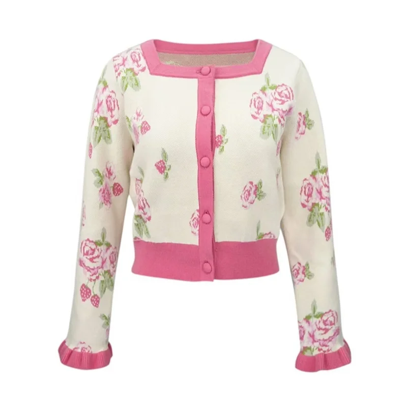 Suéter con estilo para mujer, Camiseta de punto, Jersey bordado de un solo pecho, camisetas de manga corta, Tops Vintage, jerséis elegantes para