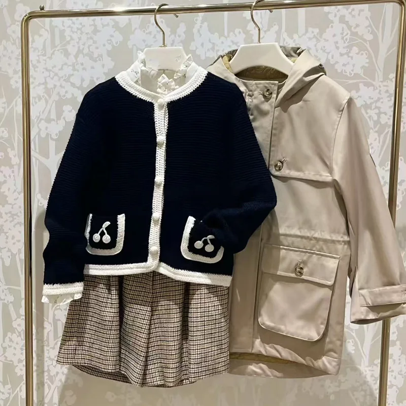 

Pre-sale 2025 Autumn BP Baby Girls White Jacket Boys Coat Kids Warm Coat for Girls Kids Boutique Clothes Girls Cotton Coats