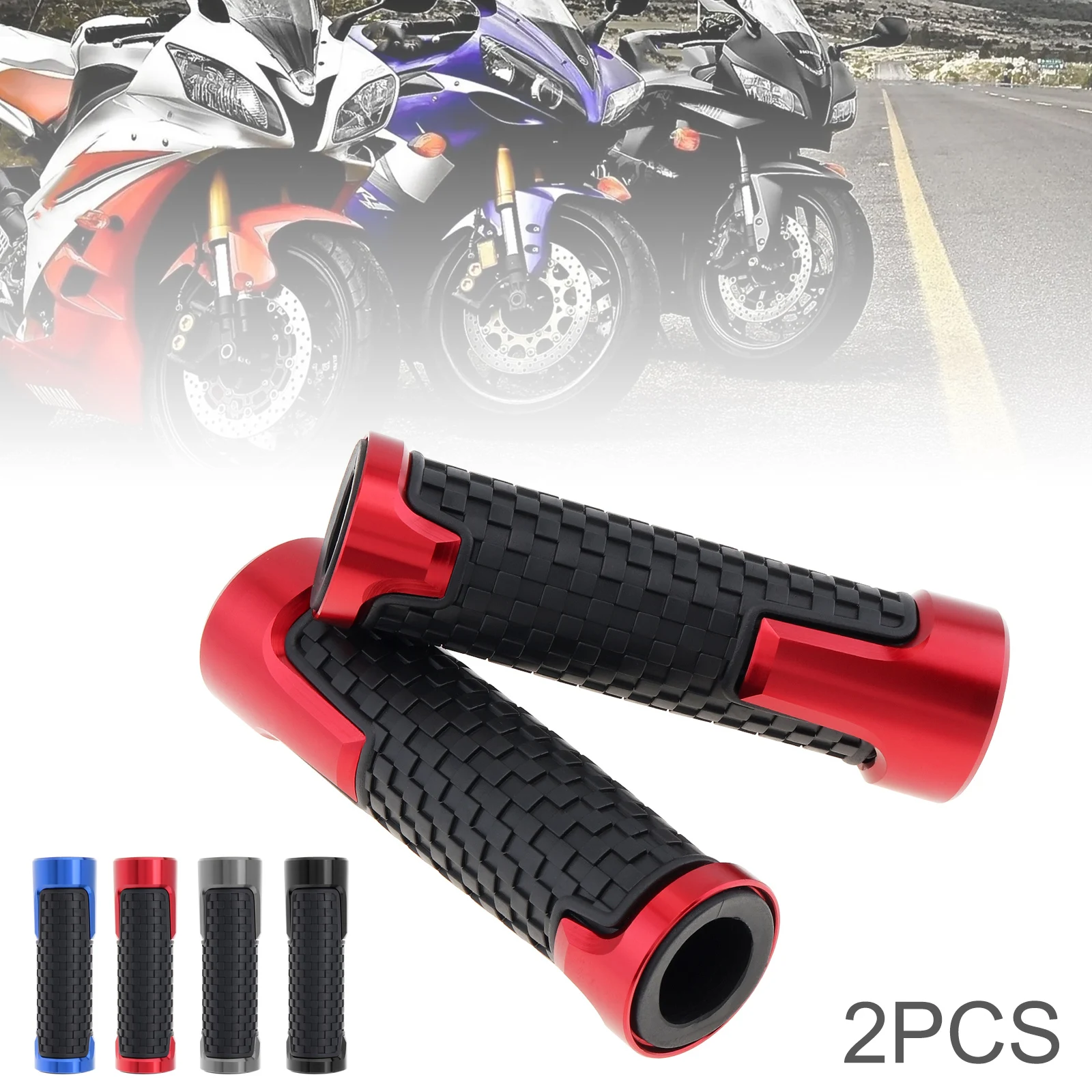 

22mm 7/8 Inch Motorcycle Handlebar Grips Fit for Yamaha YZF 600R R1 98-19 Robust Rubber Non Slip Motorcycle Handle Bar