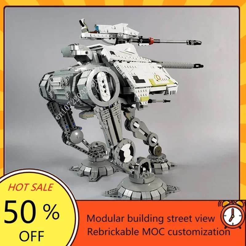 Bloques de construcción para niños, juguete de ladrillos para armar arma de guerra espacial, Andador de AT-AP MOC, modelo de batalla de nave espacial, ideal para regalo