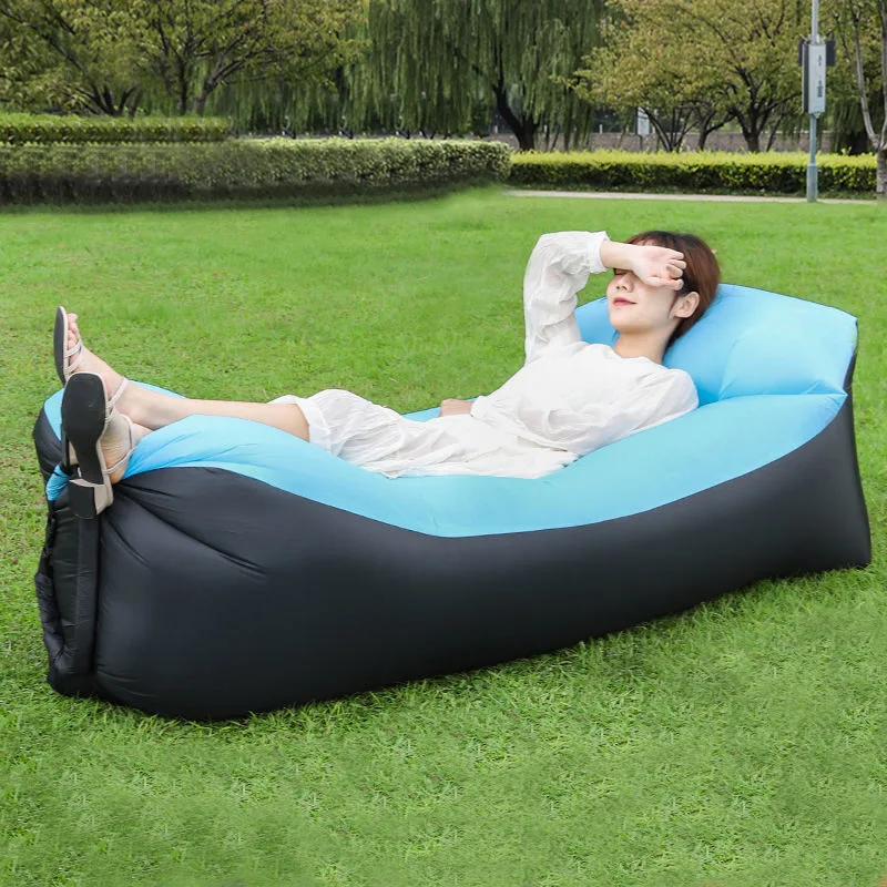 Lazy Inflatable Sofa Cushion Portable Outdoor Beach Air Sofa Bed Folding Camping Inflatable Bed Sleeping Bag Air Cushion Bed