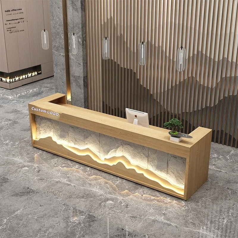 Modern Chinese Retro Wood Reception Desk For Restaurant Bar Hotel Spa Club And Hospital Front Desk/Cashier Counter