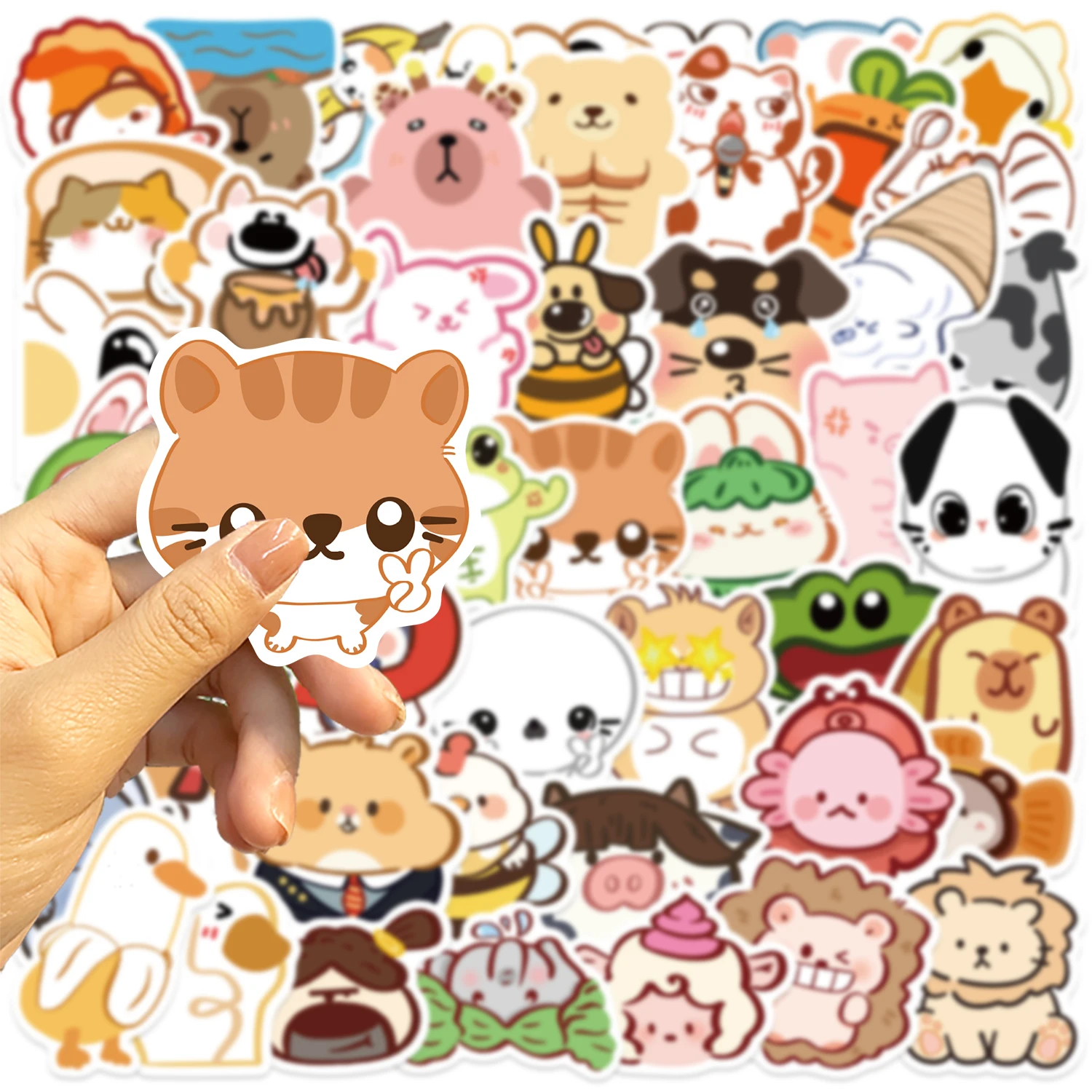 50pcs 추상 동물 의사 비닐 스티커 팩 재미 있은 개구리 팬더 동물 미적 데칼 노트북 물병 스케이트 보드