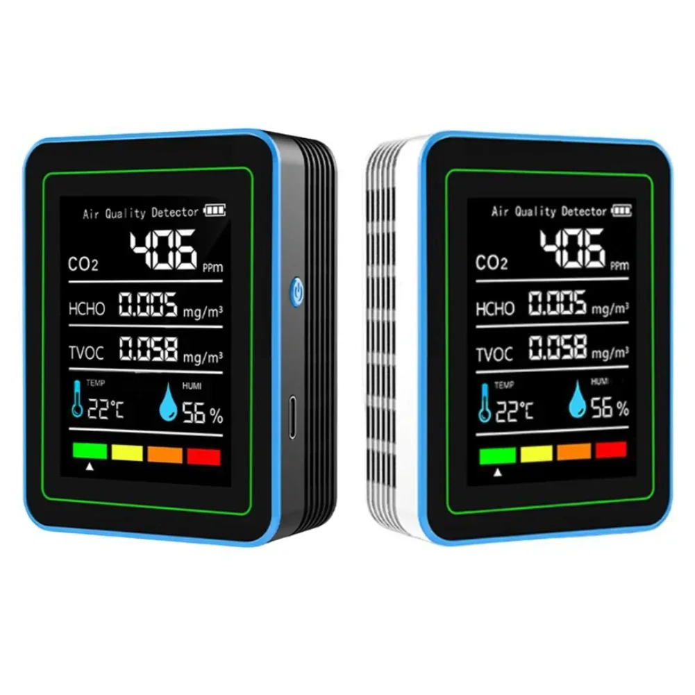 Hot Sales 5-in-1 Carbon Dioxide Detector For New House Decoration Formaldehyde Detection TVOC Temperature Humidity Parts