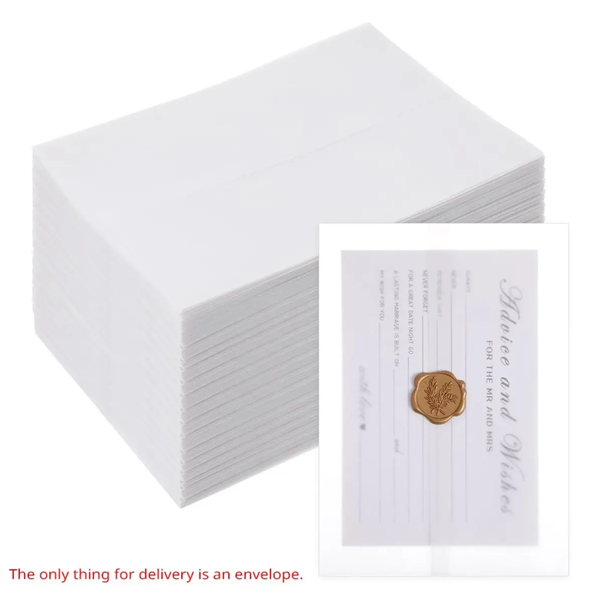 A77K 150-Pack Vellum Jackets for 5x7 Invitations, Elegant Translucent Paper Sleeves for Weddings, Birthdays, and More