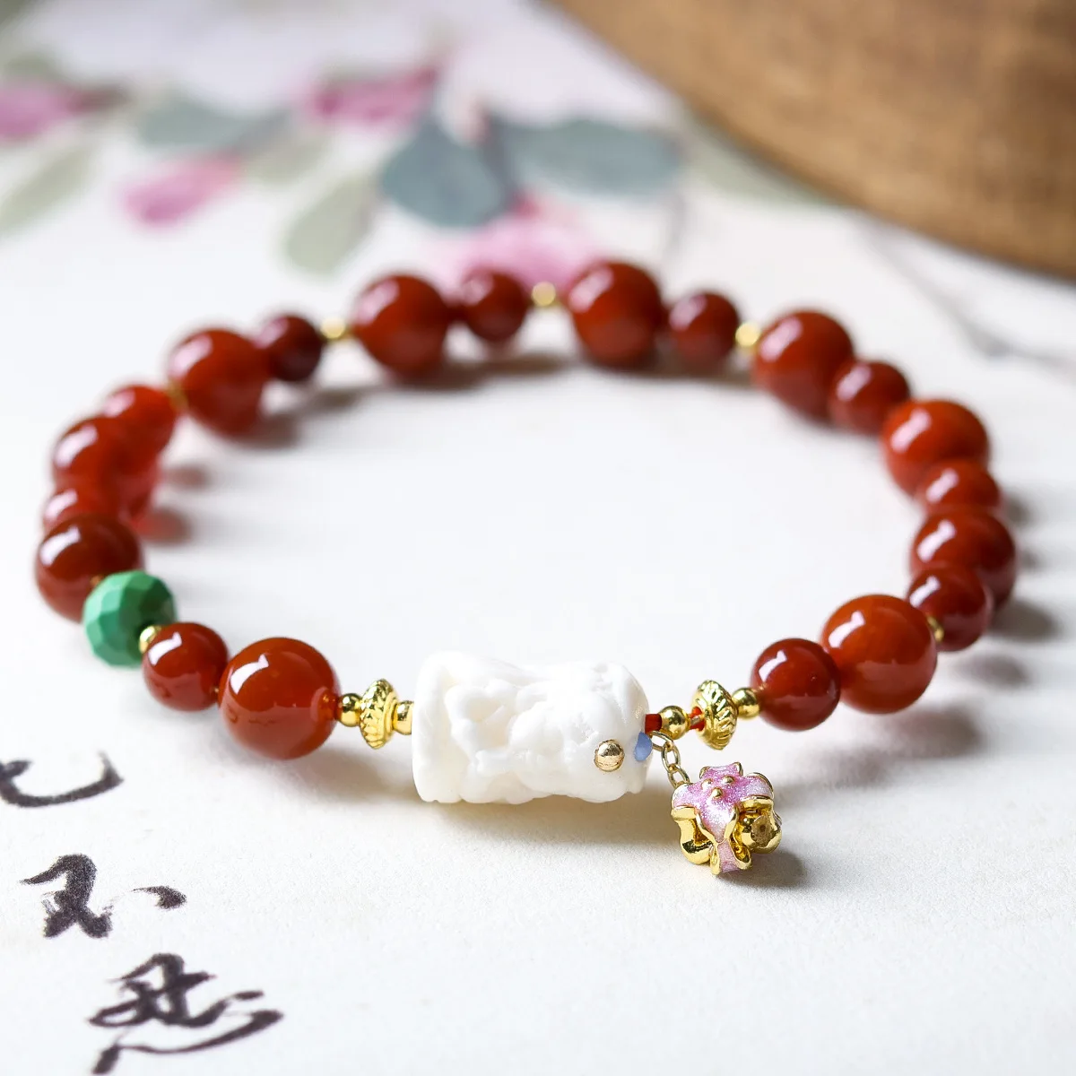 Original Design South Red Agate New Chinese Style Bracelet Wenwan Netsuke Zhajilamu Red Bracelet for Birth Year Gifts