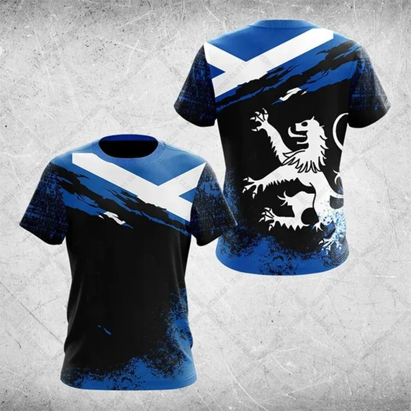 Scottish Flag Children's T-Shirt with 3D Print of Scottish National Emblem, Casual Sportswear T-Shirt for Men/Women