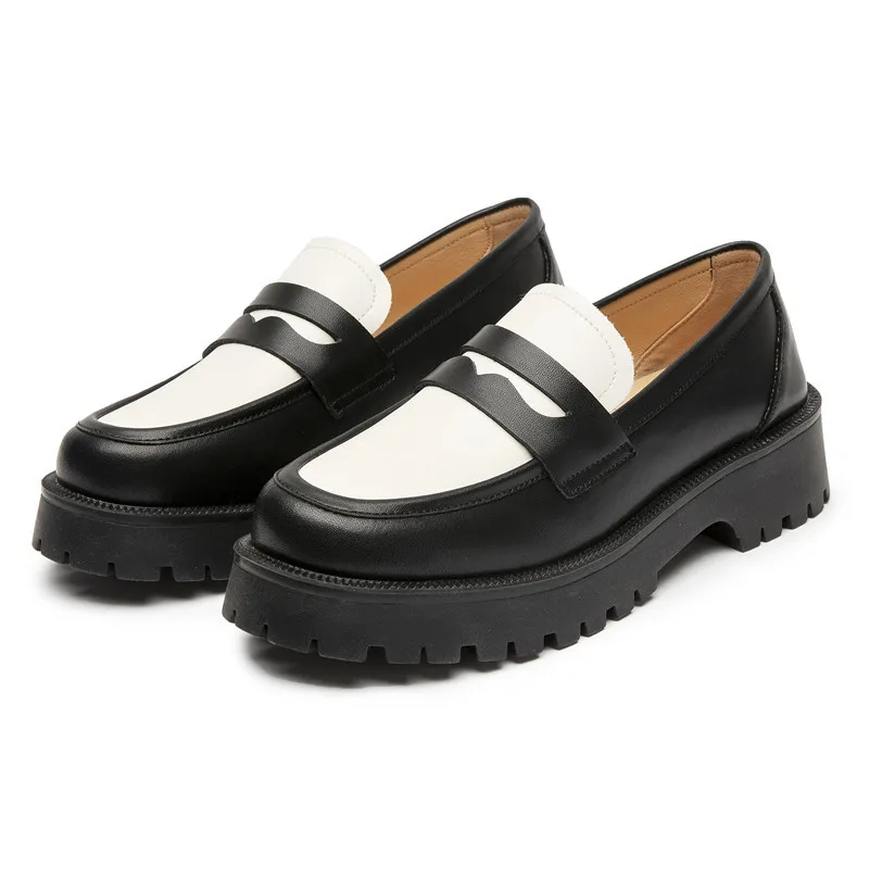 DIMANYU-mocasines de piel auténtica para mujer, zapatos de suela gruesa, estilo universitario, a la moda, para primavera, 2024