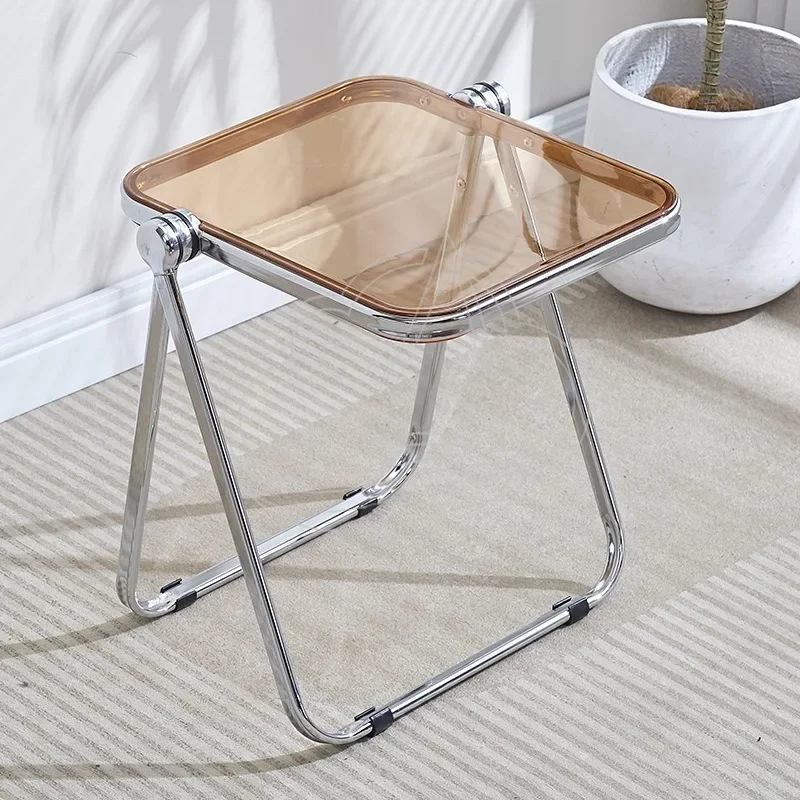 Fashionable Clear Folding Coffee Table Compact Side Table for Living Room Sofa Balcony