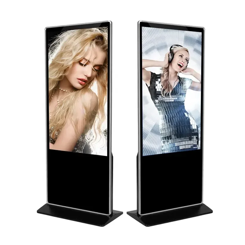 Floor Standing 43 49 55 65 Inch Android Video LCD Advertising Player Kiosk Vertical Totem Digital Touch Signage Display