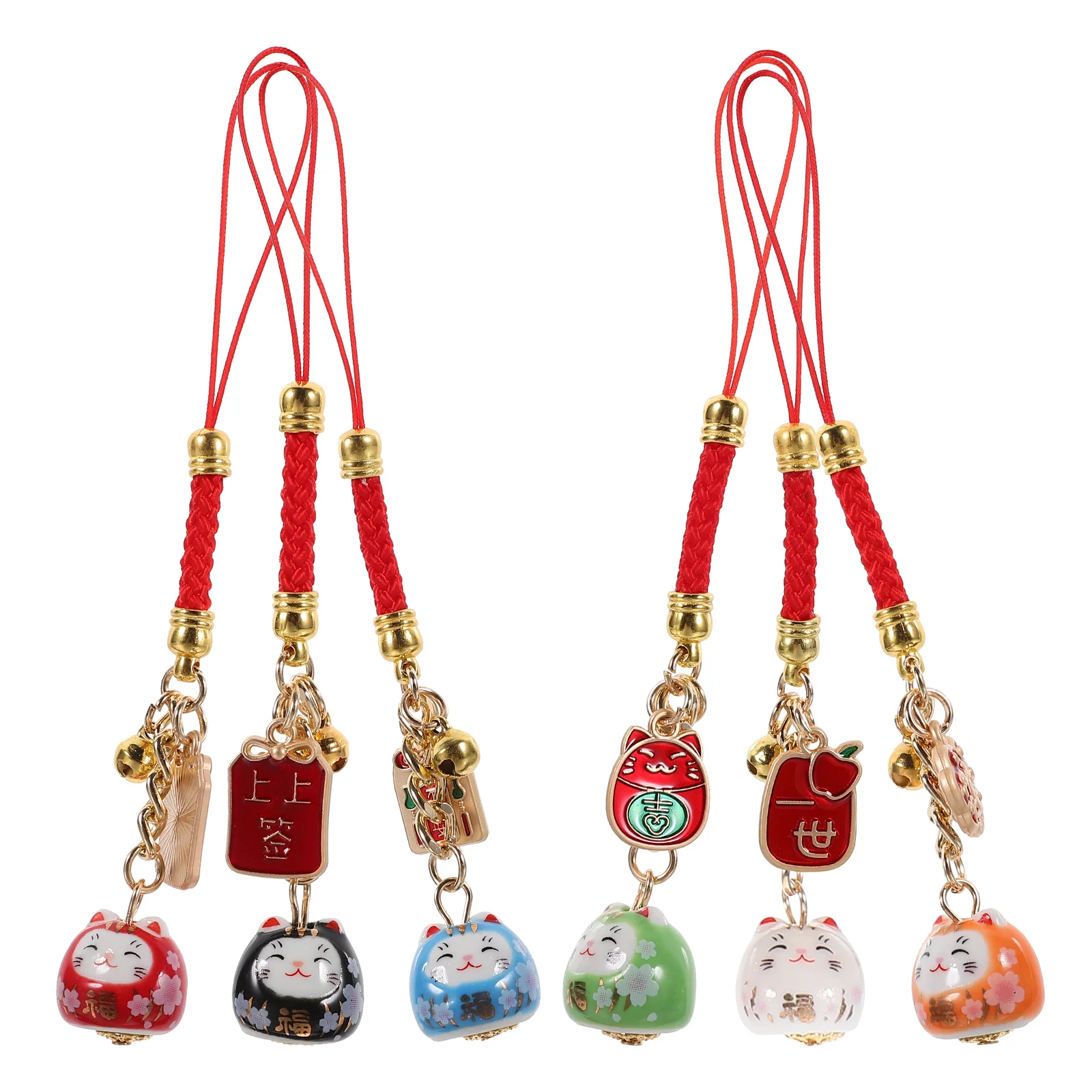 6-teiliges Ornament-Rucksack-Hängedekor, Keramik-Zinklegierungen und Seile, japanische Dekoration