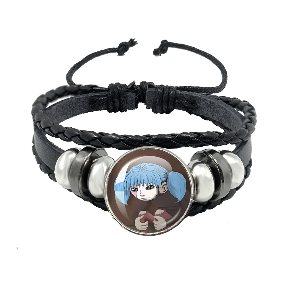 Horror Suspense Puzzle Game Sally Face Anime Sal Fisher Leather Rope Bracelet Glass Cabochon Bangles Jewelry Accessories Gift