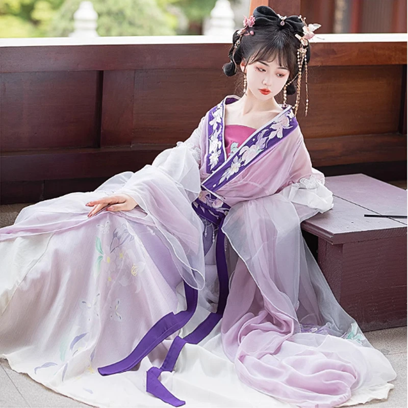 Traje de roupa tradicional chinesa feminina, hanfu, vestido elegante, dinastia Weijin, princesa fada, festa de luxo