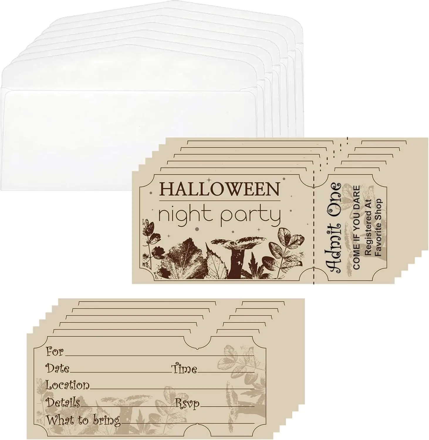 

30 комплектов приглашений на Хэллоуин с конвертами, билетов, винтажных приглашений на Хэллоуин, черные приглашения - грибной тыквы, страшный череп