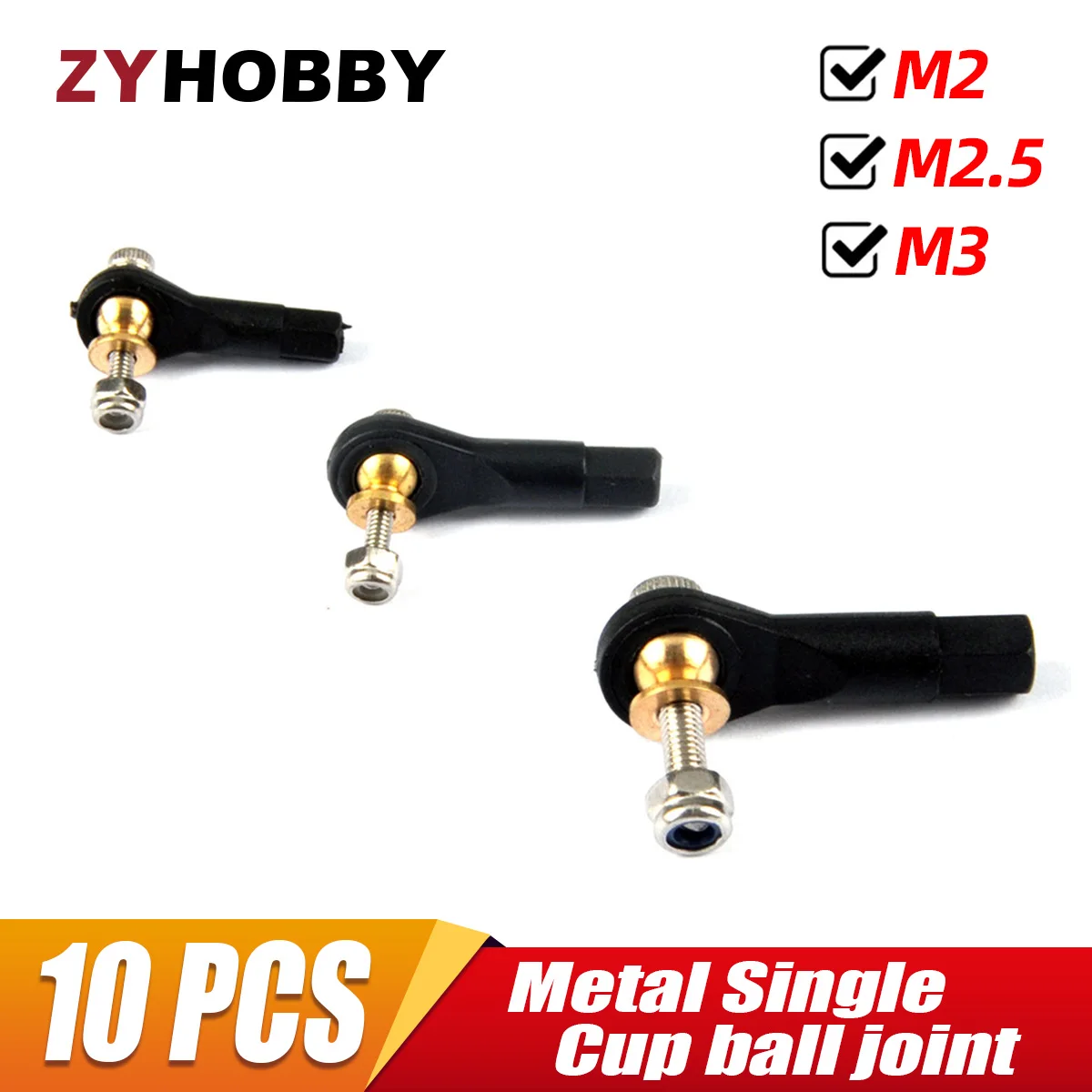 10pcs M2 M2.5 M3 Metal Airplane ball joint Single Cup ball joint Adjustable Heave Duty Ball For RC Plane Helicopter Model