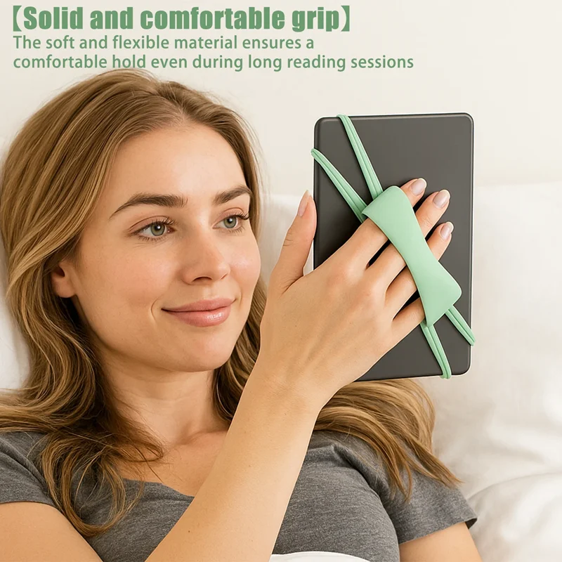Soft Silicone Hand Strap for Tablet Comfortable Lightweight Finger Grip Holder Bedside E Book Reading Relax