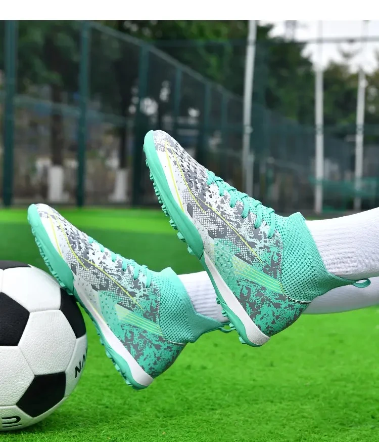 

Professional Outdoor Grass Football Boots High Top Support Breathable Studded Non Slip Men Soccer Competition Sneakers
