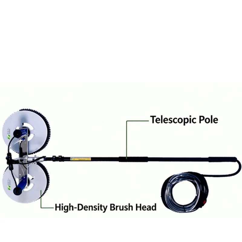 Photovoltaic Panel Cleaning Equipment, Electric Water Brush Kit with Telescopic Pole for Solar Panel Maintenance