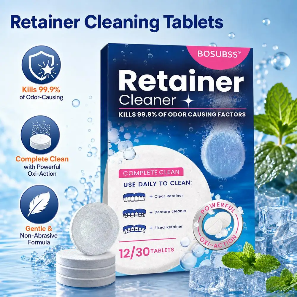 Denture Cleaning Effervescent Tablets Disposable Aluminum Foil Bag Oral Braces Cleaner Retainer Aligner Effervescent Tablets