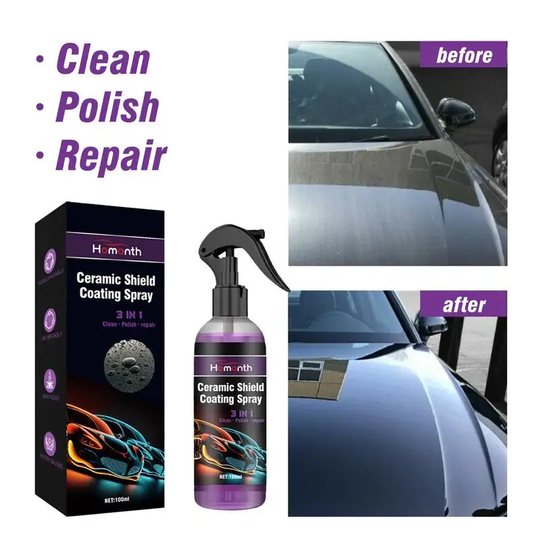 

3 In 1 Car Ceramic Coating For Auto Paint Extended Protection Hydrophobic Body Polish Coatings Quick Waterless Paint Care