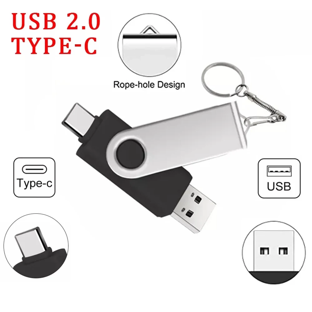 

USB-флеш-накопитель 2 в 1, 64-8 ГБ, TYPE-C