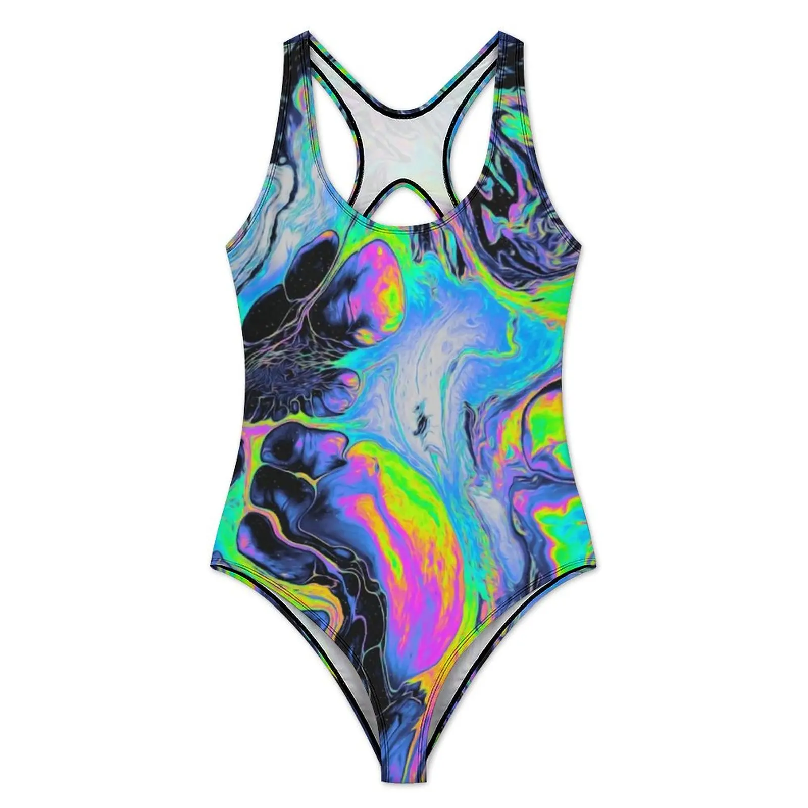 Colorful Marble Print Swimsuit REST MY CHEMISTRY One Piece Swimwear Push Up Fashion Monokini Sexy Surfing Pattern Swimsuits