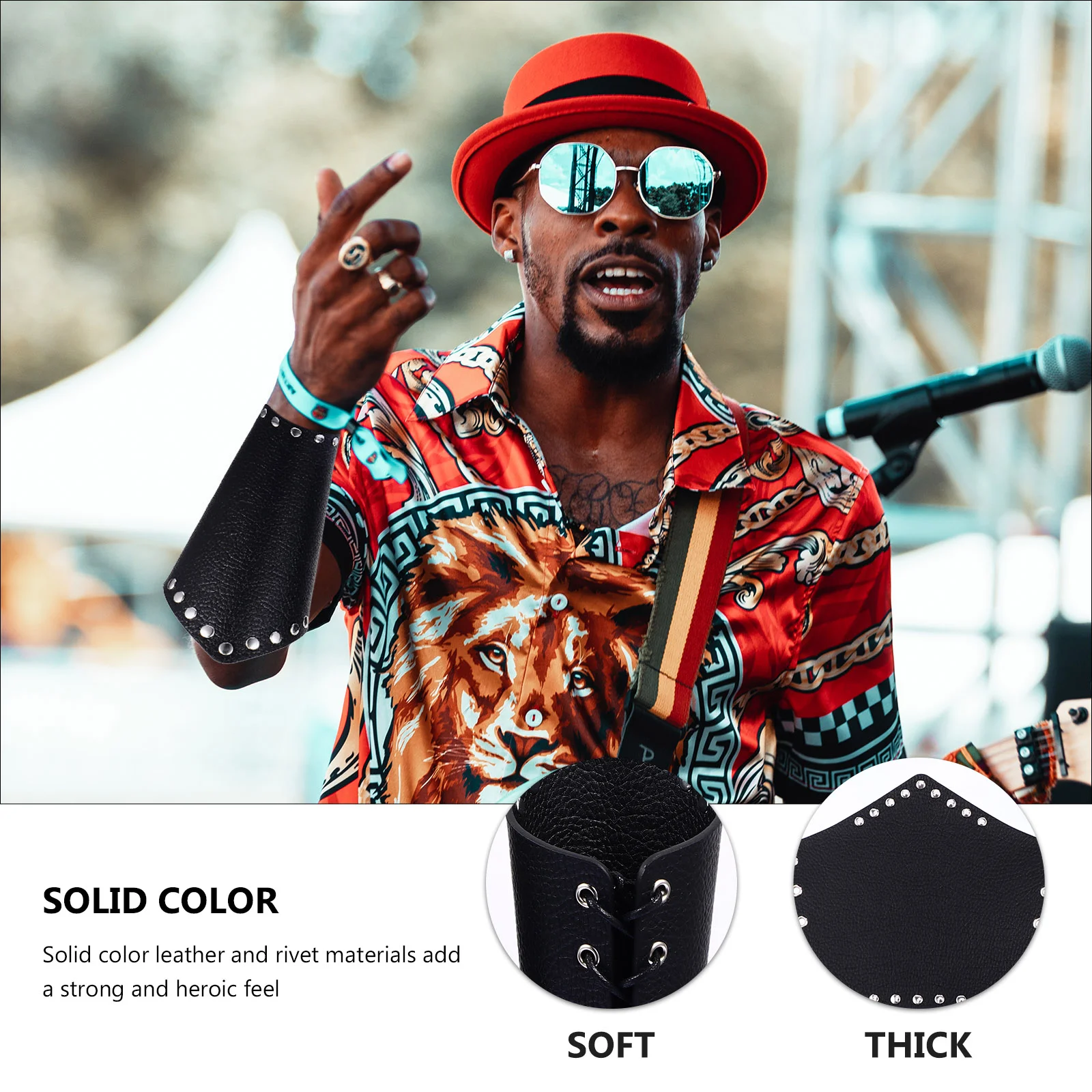 Medieval Armor Hand Muffs for Men, Luvas Pulseira, PU Resistente Pulseira Preta