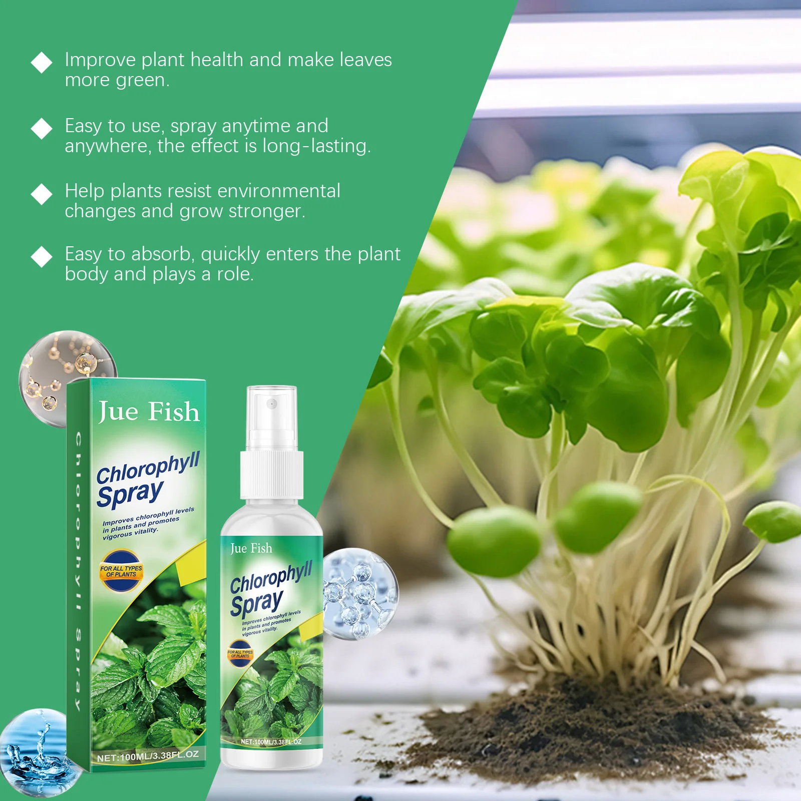 Chlorophyll Plant Spray Promotes Growth In Flowers, Potted Plants And Vegetables Nitrogen Urea Fertiliser For Yellowing Leaves