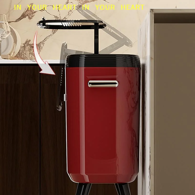 【X】No-Bend High-Leg Trash Can With Press-to-Open Lid Large Capacity Oval Kitchen & Living Room Bin, Durable Plastic