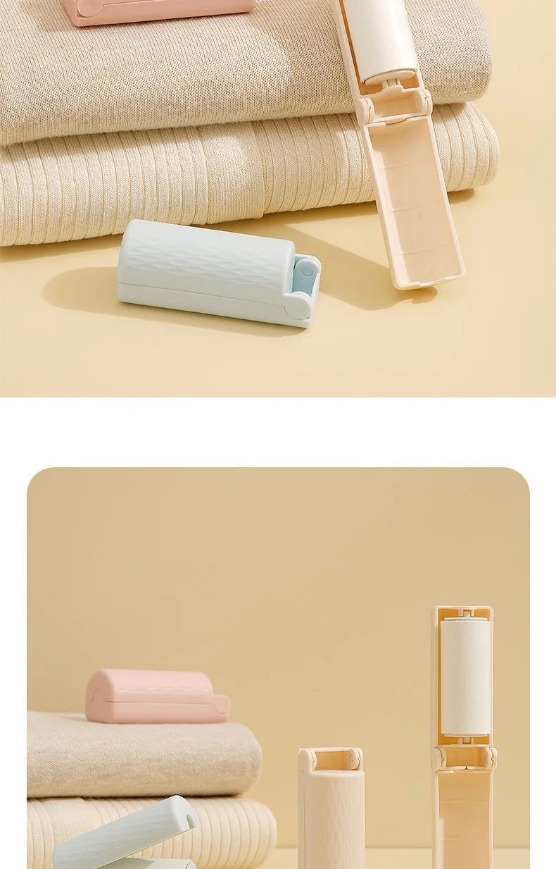 Mini Faltbare Fusselrolle Tragbarer Klebriger Tierhaar-Entferner Abreißbares Klebepapier Staub- und Fluschenreiniger für Kleidung Sofa Reisegebrauch – Detail 19