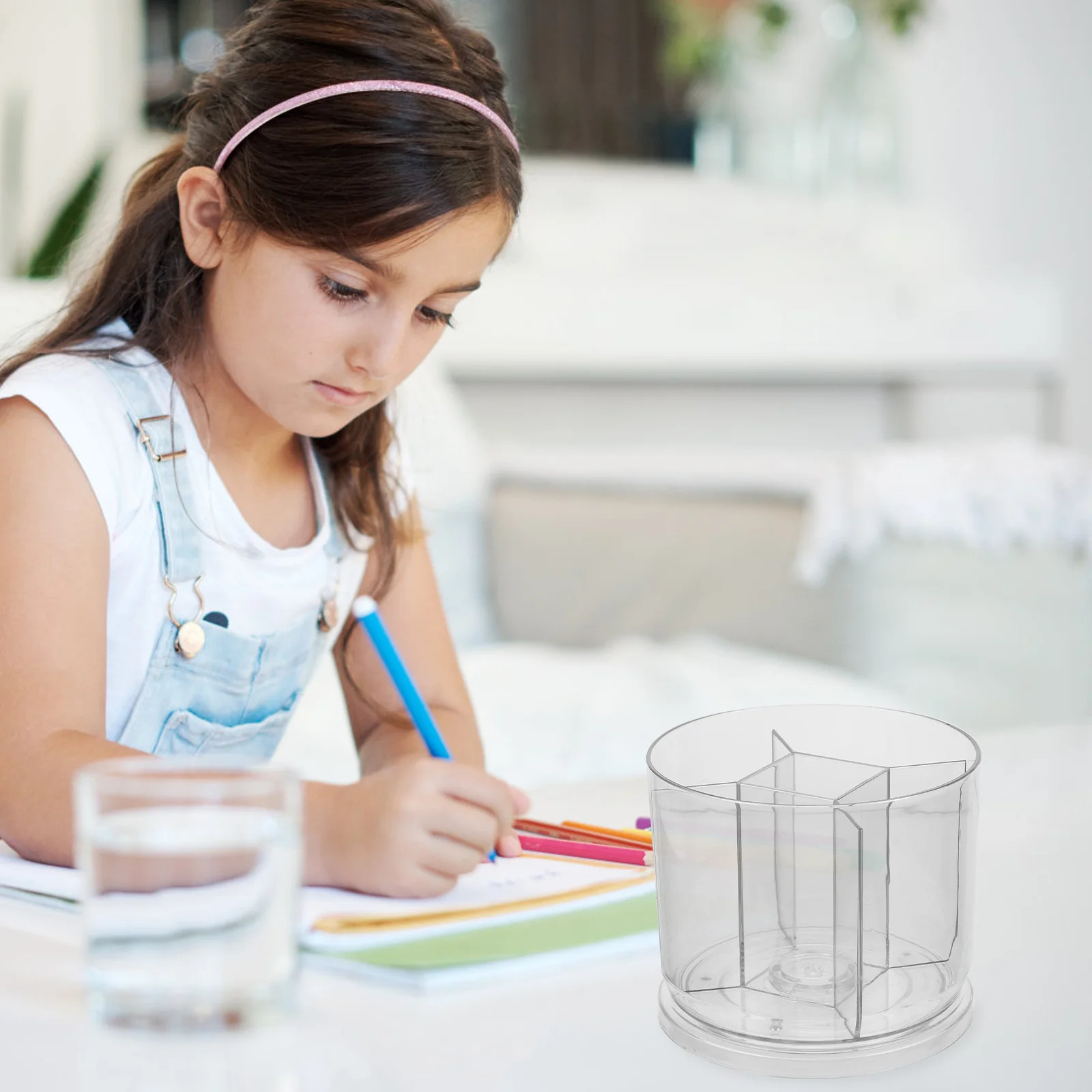 

Rotating Pen Holder Clear Desk Organizer For Office School Art Supplies Storage Paint Brushes Pencil Crayon Marker