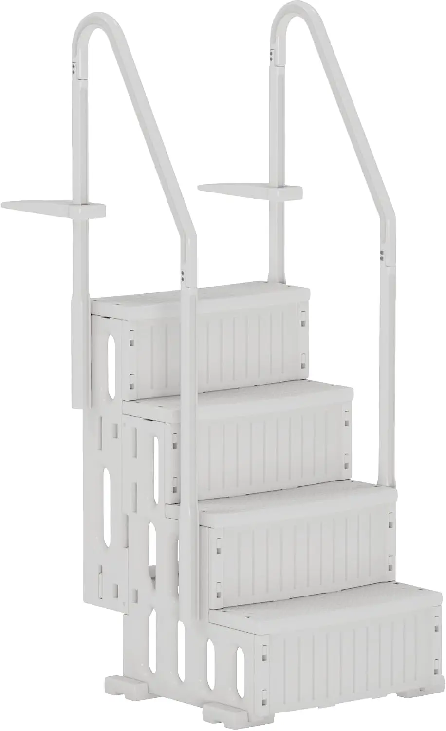 4 Step Pool Ladder Stairs with Double Handrails and Non Slip Steps, Heavy Duty Above Ground In Ground Swimming Pool Access Entry Steps, Spa Hot Tub Ladder, White
