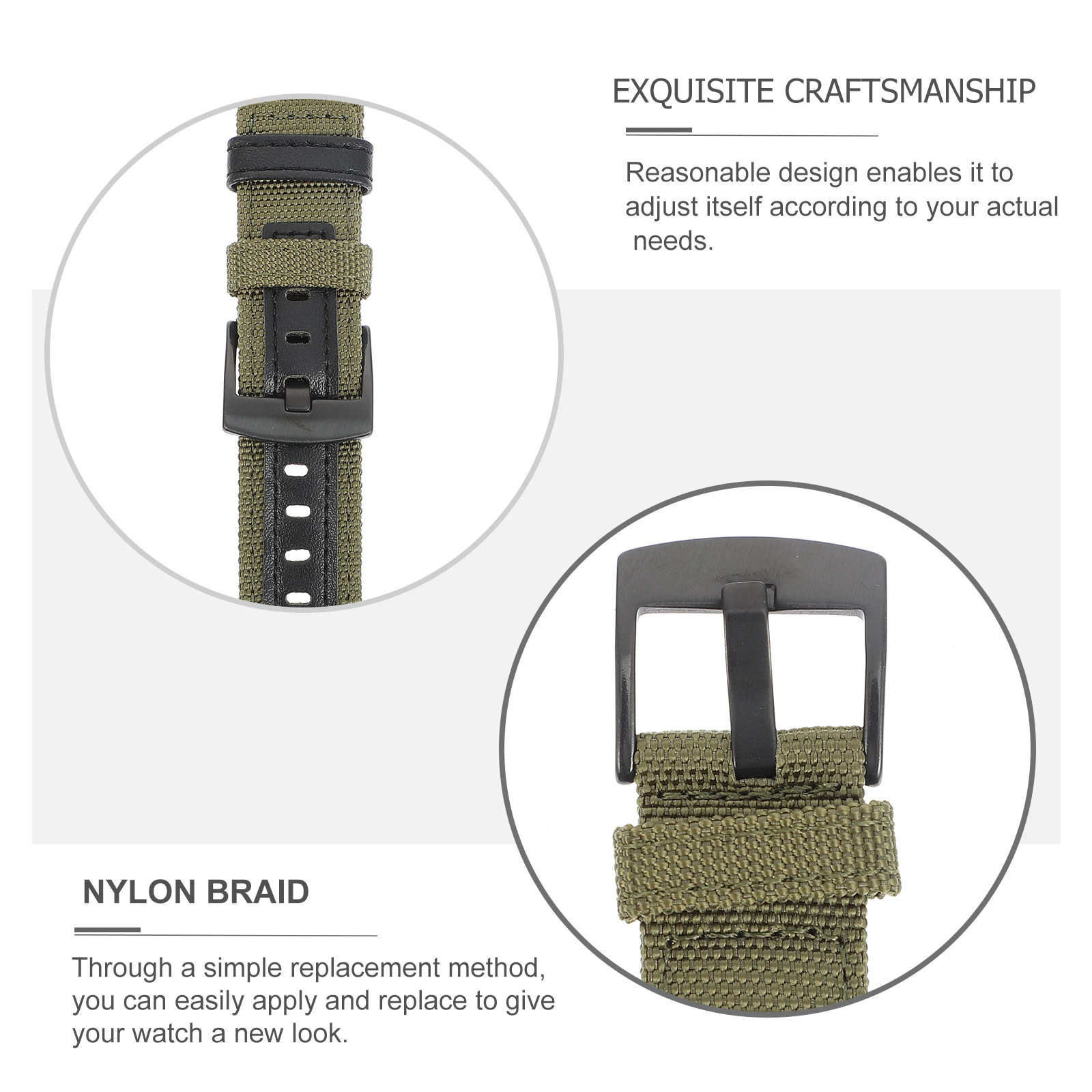 

2 Pcs Nylon Strap Replaceable Watch Band to Weave Wrist Belt Unique Straps Green Fabric Man