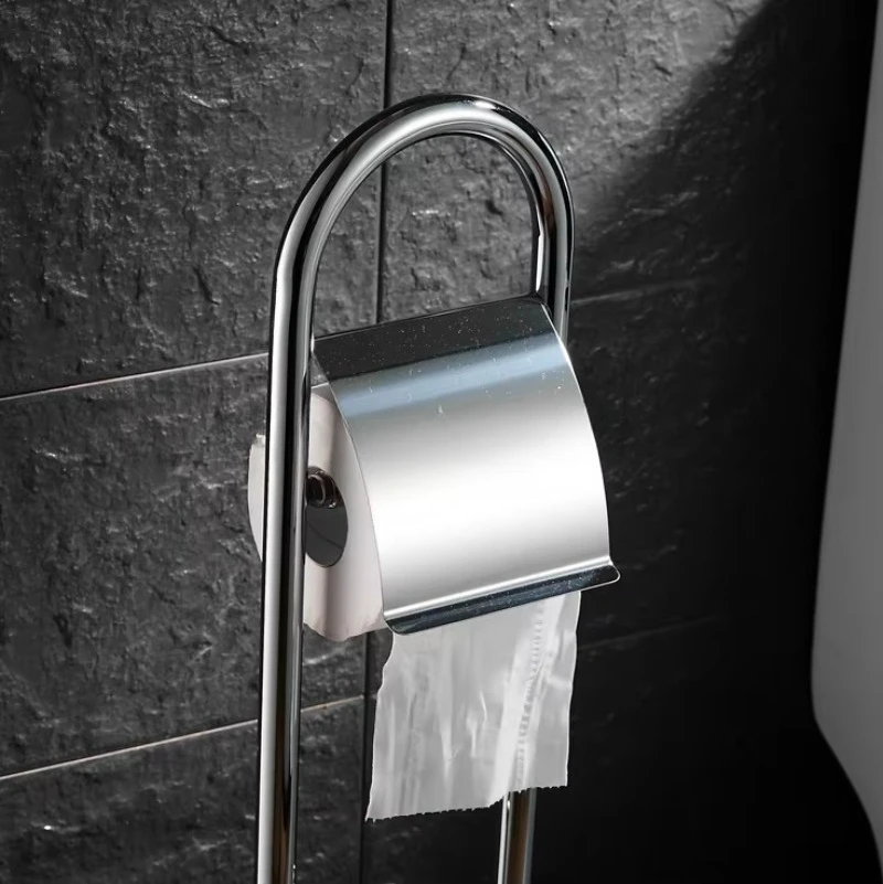 Luxury stainless steel eco-friendly vertical toilet paper holder with toilet brush