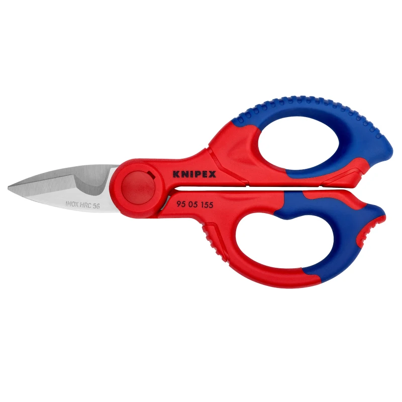 Imagem -02 - Tesoura Eletricista Knipex 95 05 155 sb Tesoura Universal com Micro-dentição Corte Limpo e Antiderrapante