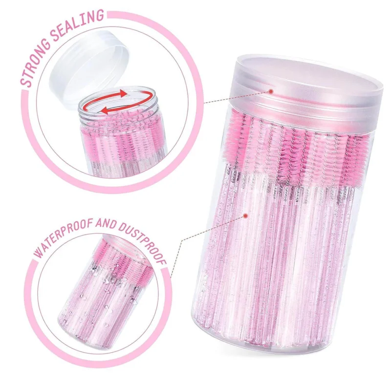 تحسس جلدة 100 قطعة فرشاة رمش لامعة للاستعمال مرة واحدة مع حاوية فرشاة الحاجب عصي الماسكارا أداة تجميل للمكياج #2