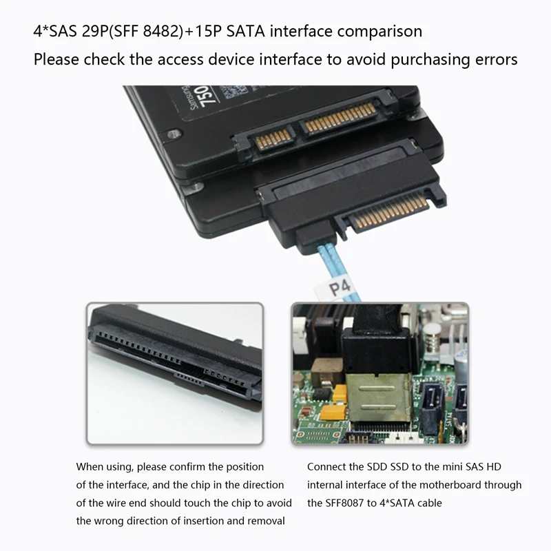 Mini SAS SFF 8087 To 4 SFF 8482 29+15P SATA Hard Disk Cable All-In-One Hard Disk Data Cable 50Cm SATA Cable