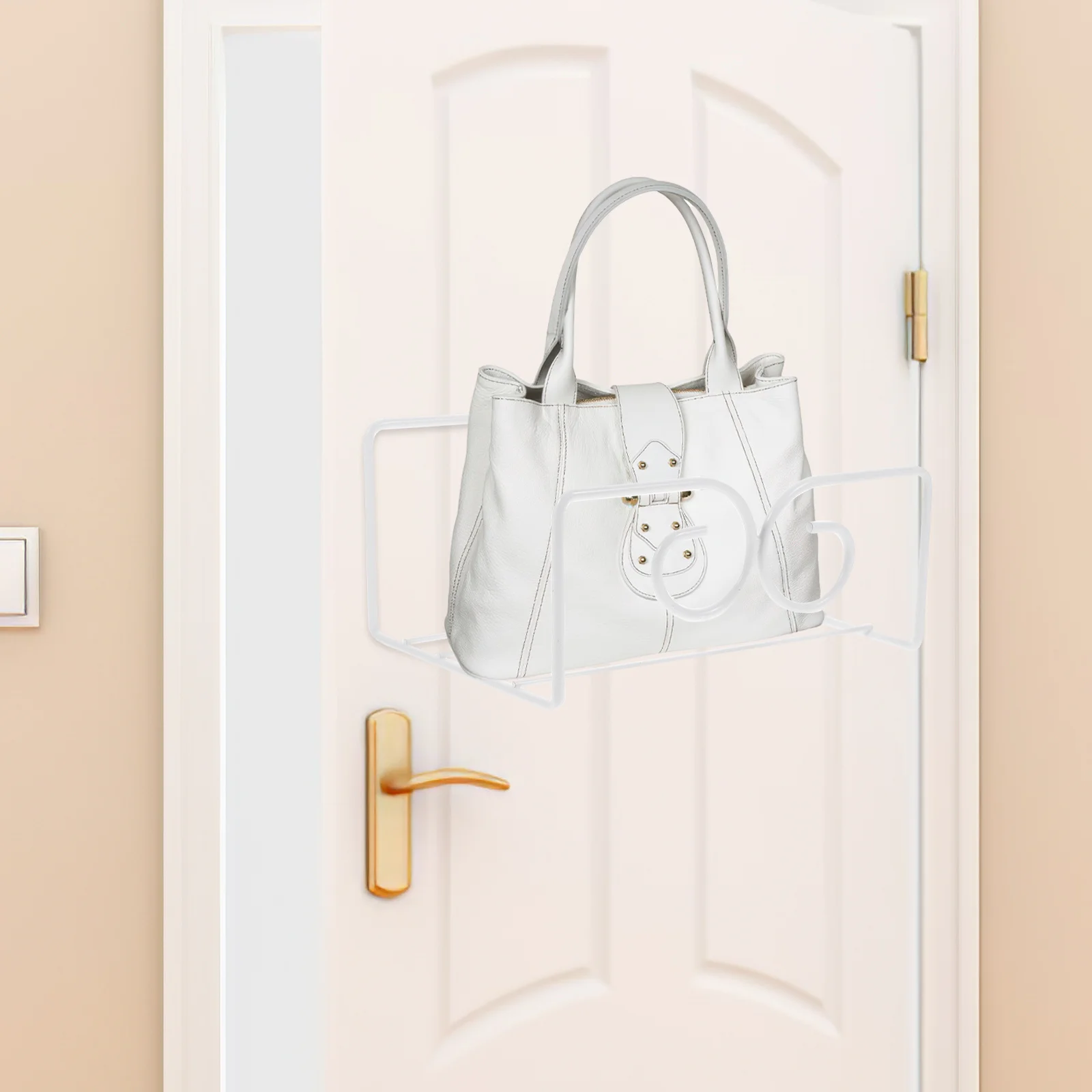 

Hanging Storage Rack Purses Hanger Organizer Shelves Holder for Wall Bag Display Metal Handbag Travel