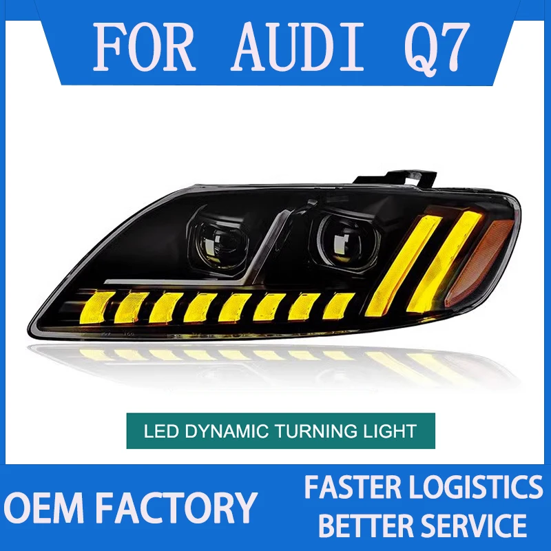 

1 Pair LED Headlight Assembly For AUDI Q7 2006-2015 Headlights Plug and Play with LED DRL Dynamic Turning Front Headlights