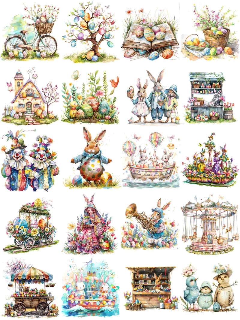 Easter Bunny Easter egg Stickers Crafts And Scrapbooking stickers kids toys book Decorative sticker DIY Stationery