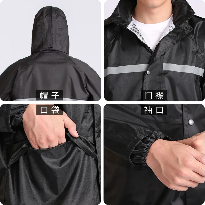 

Emergency Flood Prevention Reflective Raincoat Split Adult Spring Yarn Oxford Cloth PVC/PU Coated Outdoor Raincoat Rainpants Set