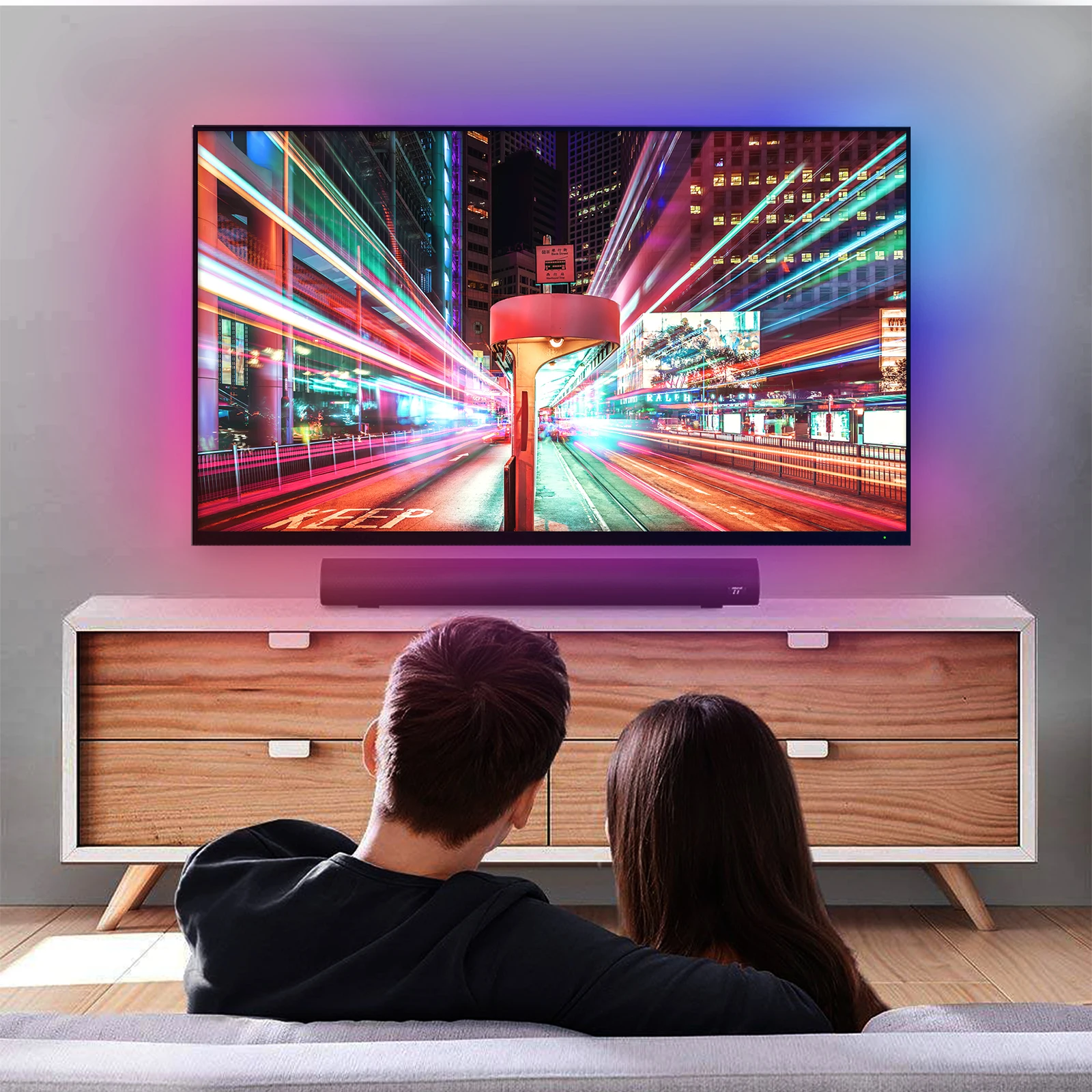 MOES Wifi Smart Ambient Lighting TV Backlight HDMI 2.0 Device Sync Box Led Strip Lights Kit Alexa Voice Google Assistant Control