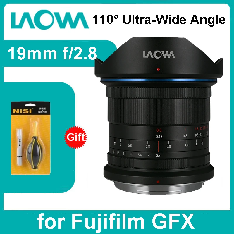 Laowa 19mm F2.8 Zero-D GFX Medium Frame Mirrorless Camera 110° Ultra-Wide Angle F2.8 Large Aperture Manual Lens For Fuji GFX