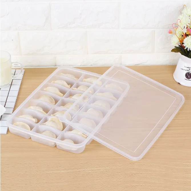 Quick-frozen dumpling box refrigerator food container storage box home kitchen clear with lid plastic dumpling tray mx11021122